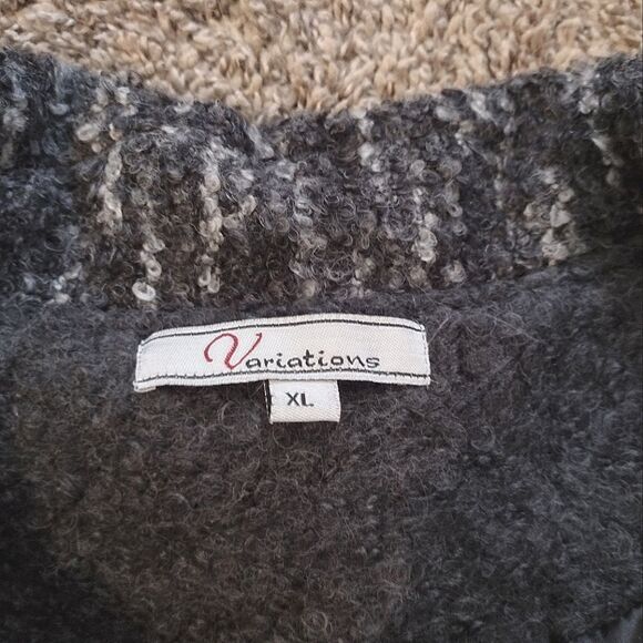 Variations Women's Size XL Long Gray Snap Button Closure Winter Fuzzy Coat - Picture 4 of 12